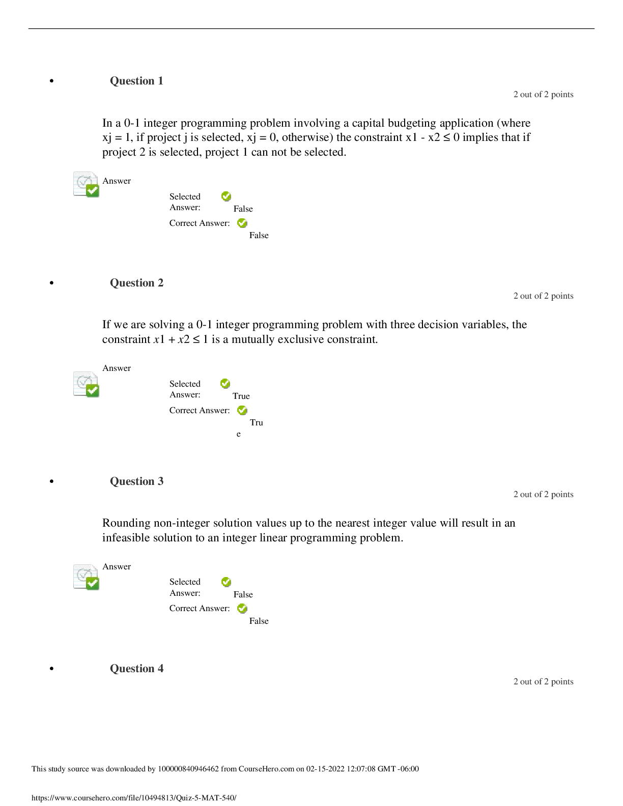 Preview image of Quiz 5 MAT 540 document